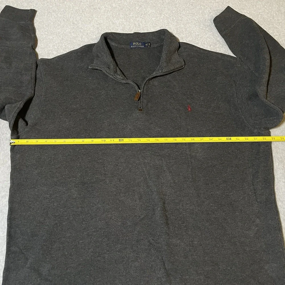 Polo Ralph Lauren Men's‎ 2XLT Tall Dark Gray 1/4 Zip Pullover Maroon Pony